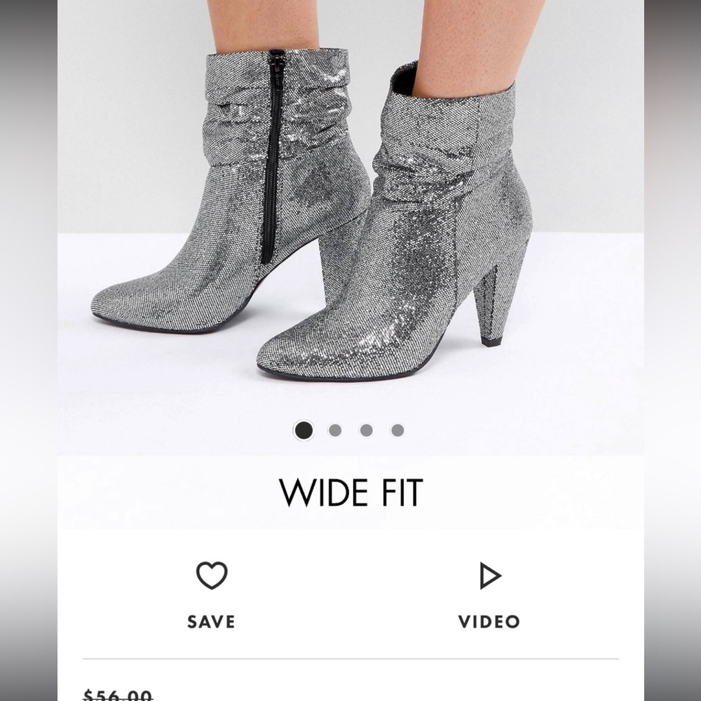 New Look Silver Heeled Boots with Glitter Finish - Picture 3 of 14